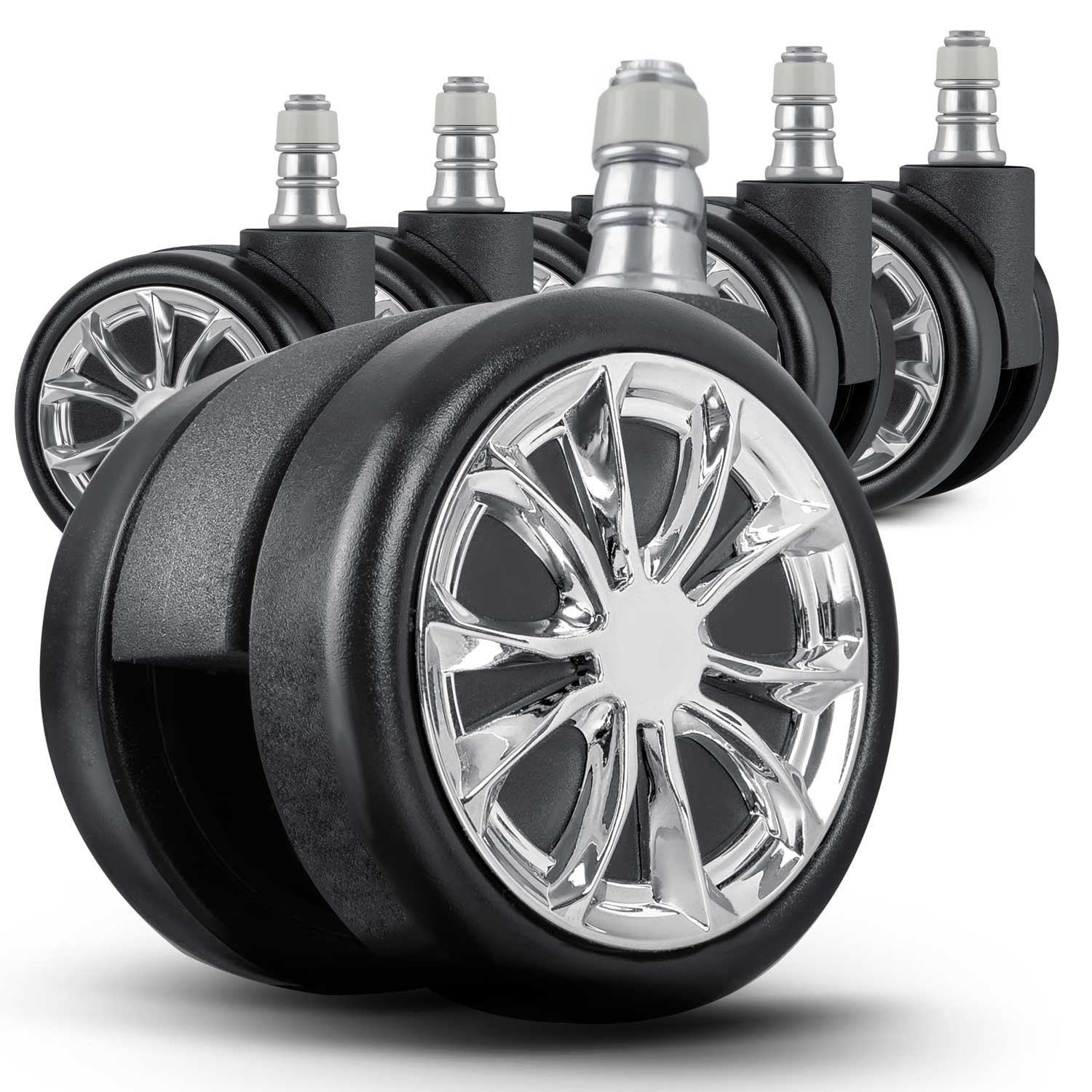 Crni gumeni kotači za Sofotel fotelje, 5 kom.