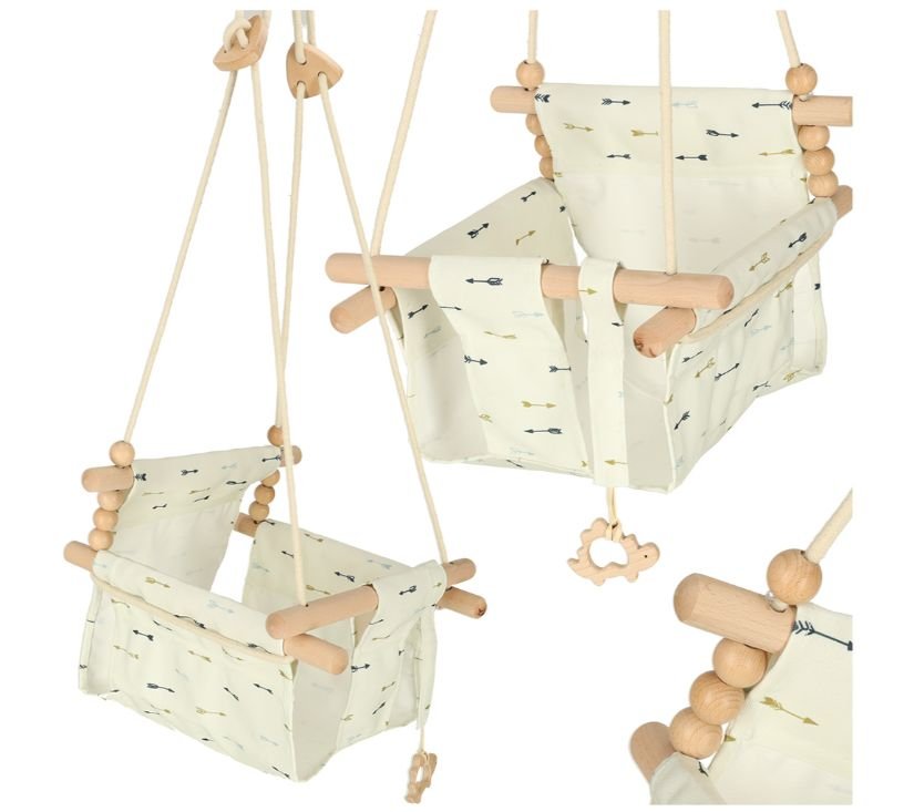 Drvena dječja ljuljačka strelice bež