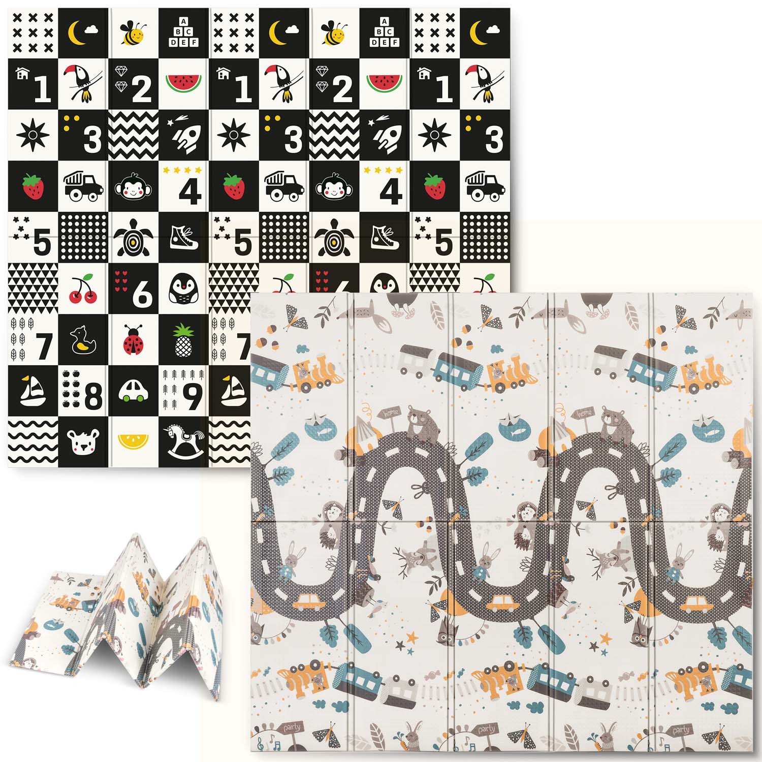 Nukido sklopiva dvostrana pjenasta podloga 200 x 180 x 1 cm brojevi / cesta