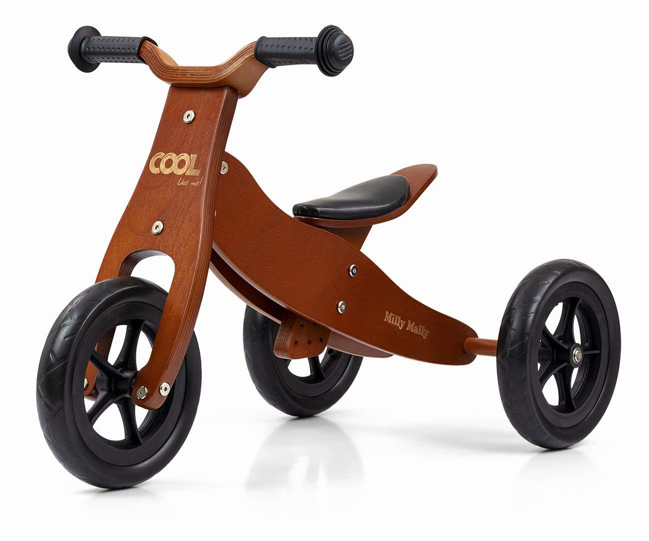 Milly Mally 2u1 dječji tricikl bez pedala Dark Natural