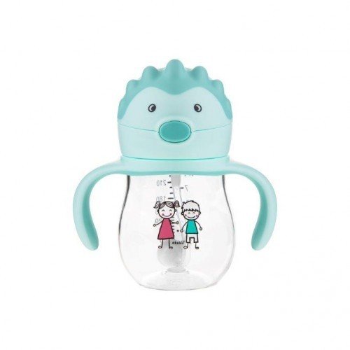 Neprolijevajuća čaša 250 ml sa slamčicom i dvostrukom ručkom mint