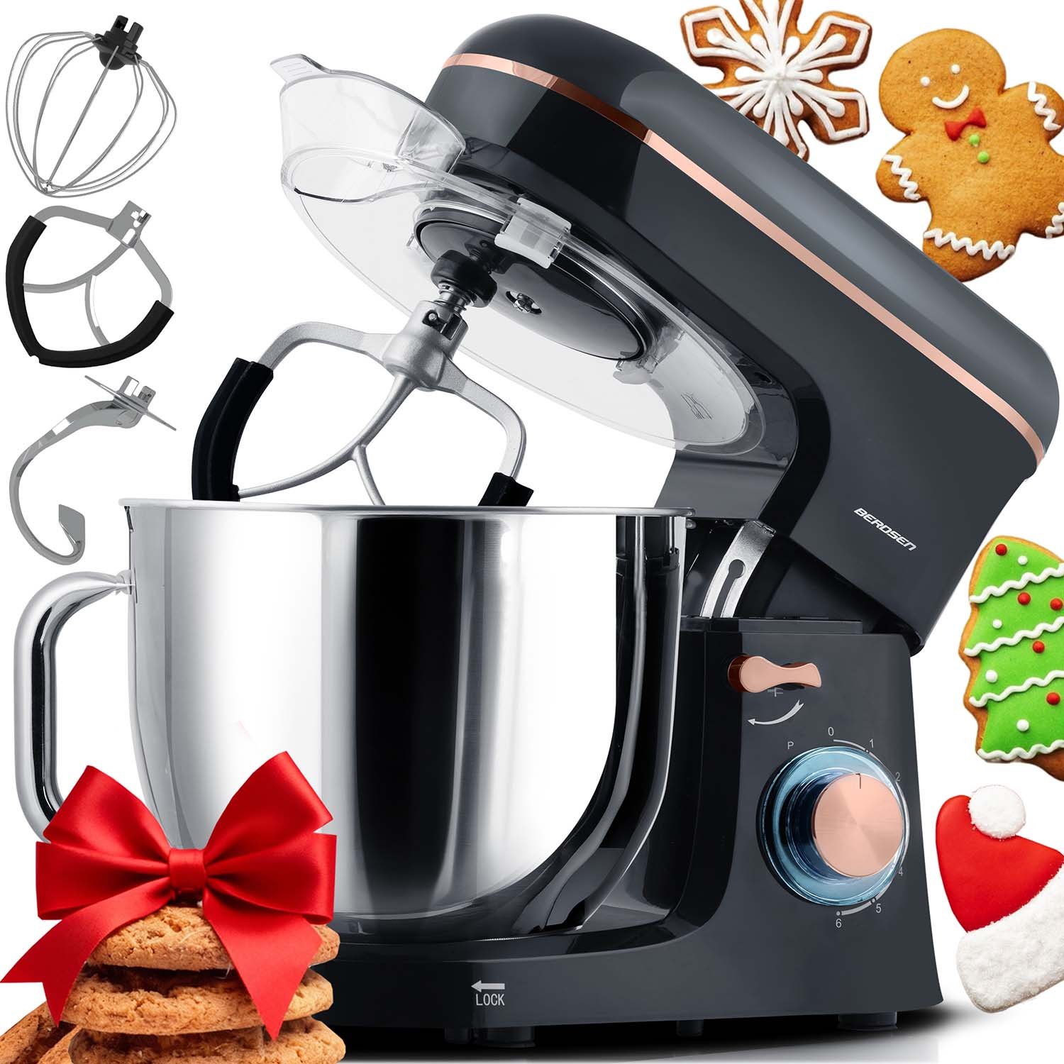 Berdsen planetarni mikser 3 u 1 snage 1400 W, kuhinjski robot 6 l