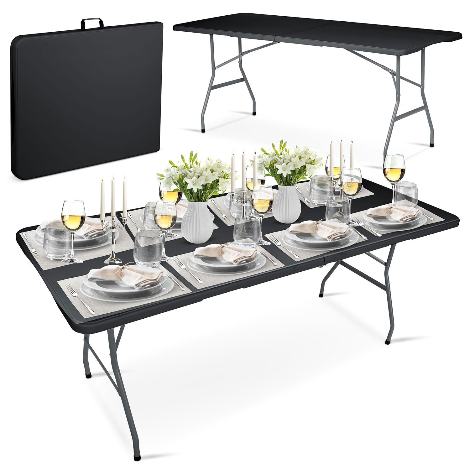 Sklopivi vrtni ugostiteljski stol 180 cm Plonos crni