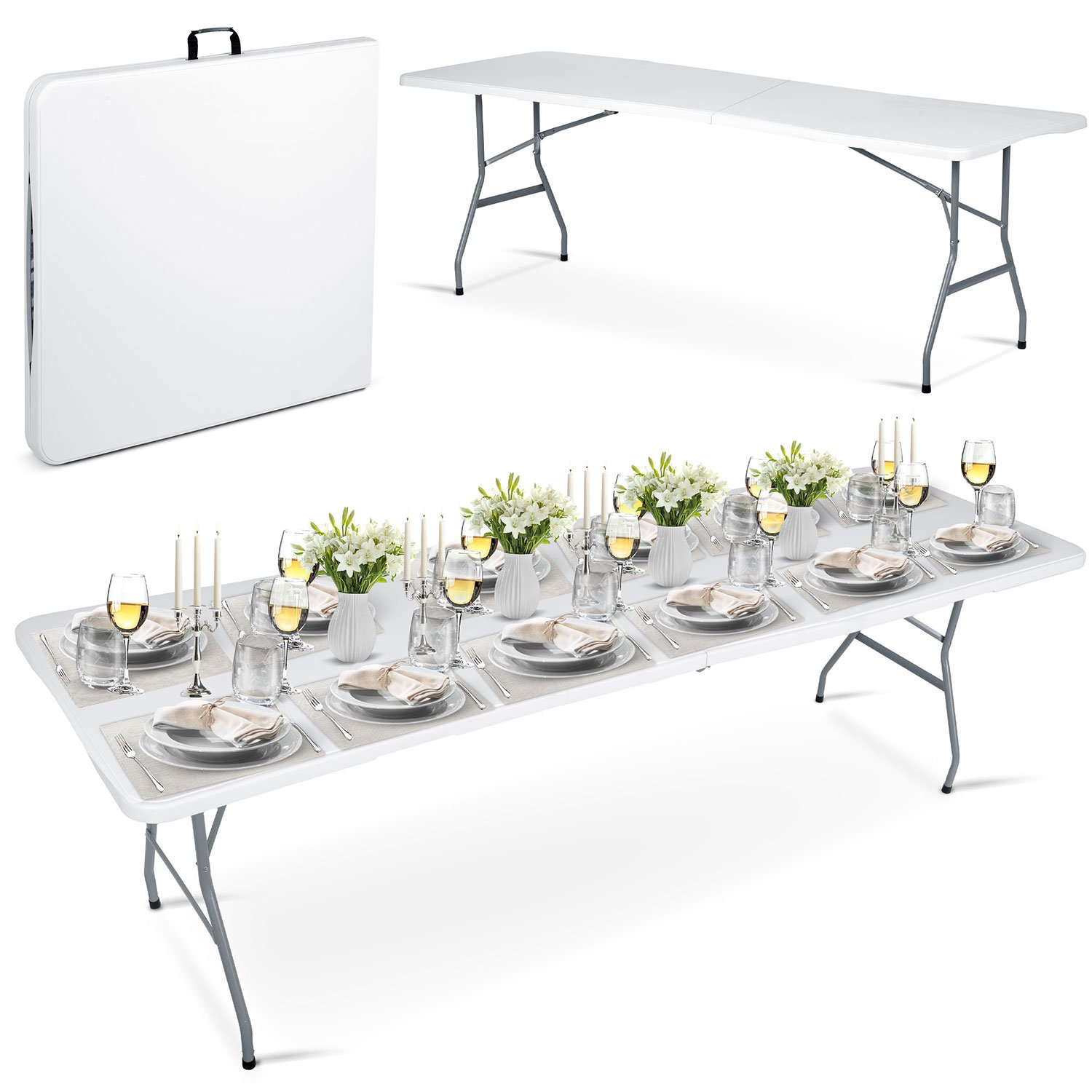 Sklopivi vrtni catering stol 244 cm – bijeli