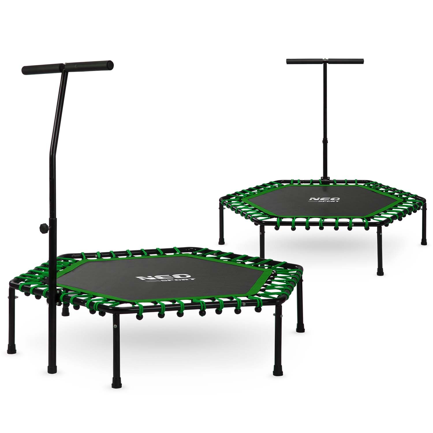 Neo-Sport fitness trampolin s ručkom 127 cm – šesterokutni, zeleni