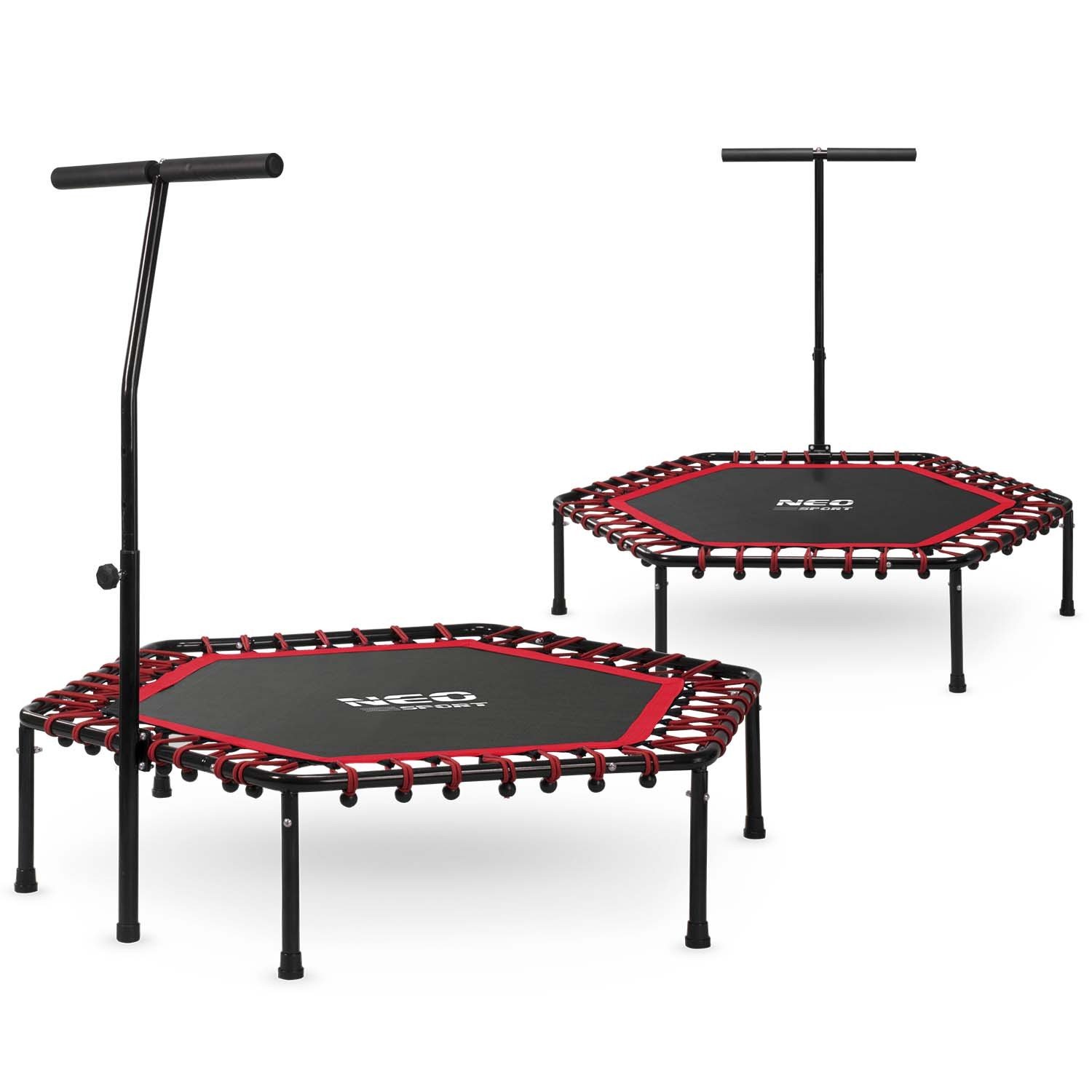 Neo-Sport fitness trampolin s ručkom 127 cm – šesterokutni, crveni