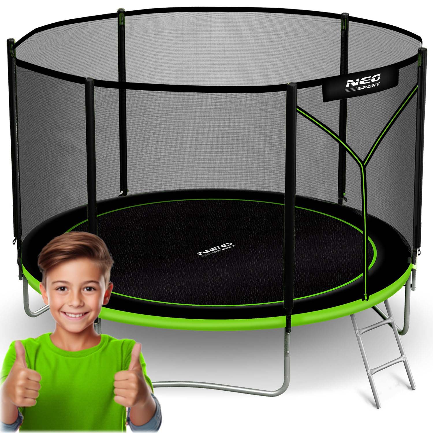 Neo-Sport vrtni trampolin 312 cm (10 ft) s vanjskom mrežom i ljestvama, zeleni