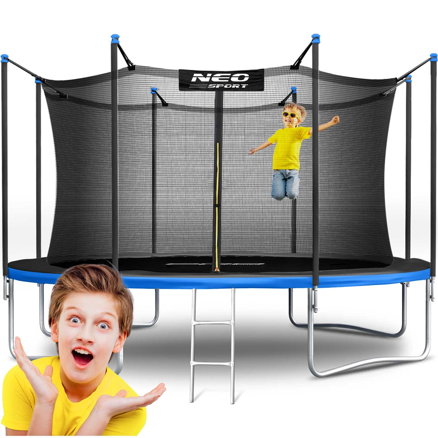 Neo-Sport vrtni trampolin 374 cm (12 ft) s unutarnjom mrežom i ljestvama, plavi
