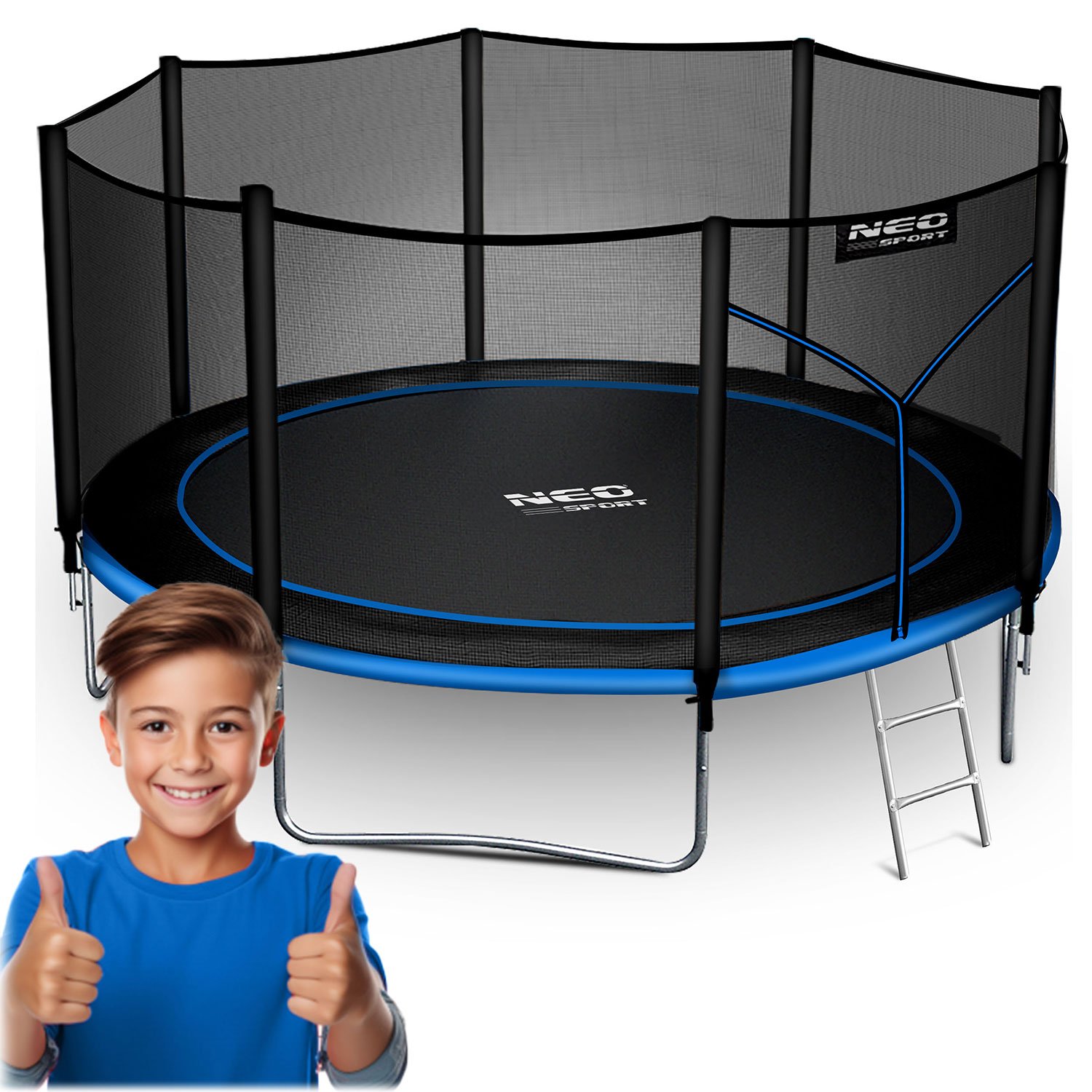 Neo-Sport vrtni trampolin 374 cm (12 ft) s vanjskom mrežom i ljestvama, plavi