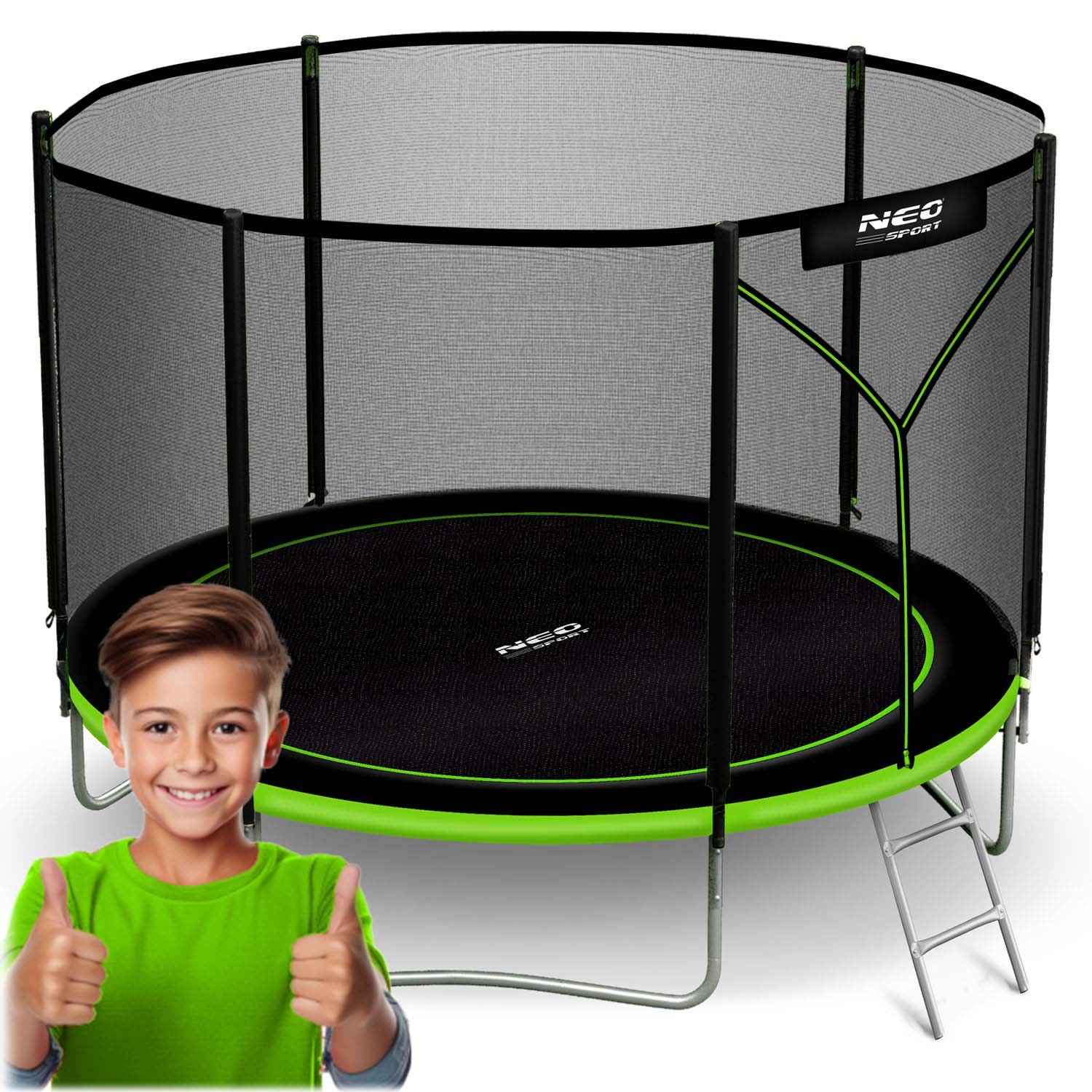 Neo-Sport vrtni trampolin 183 cm (6 ft) s vanjskom mrežom i ljestvama, zeleni