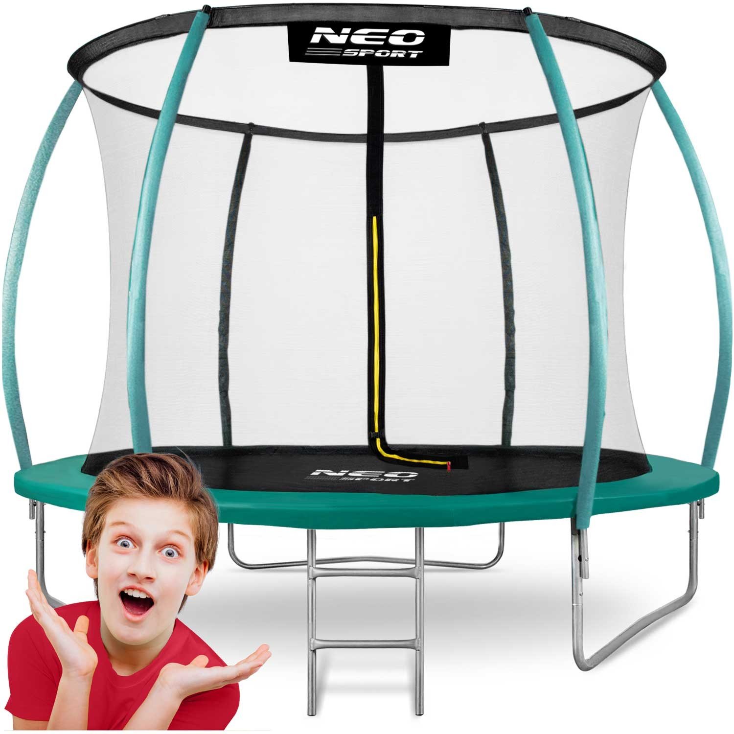 Neo-Sport profilirani vrtni trampolin 252 cm (8 ft) s unutarnjom mrežom, tirkizni