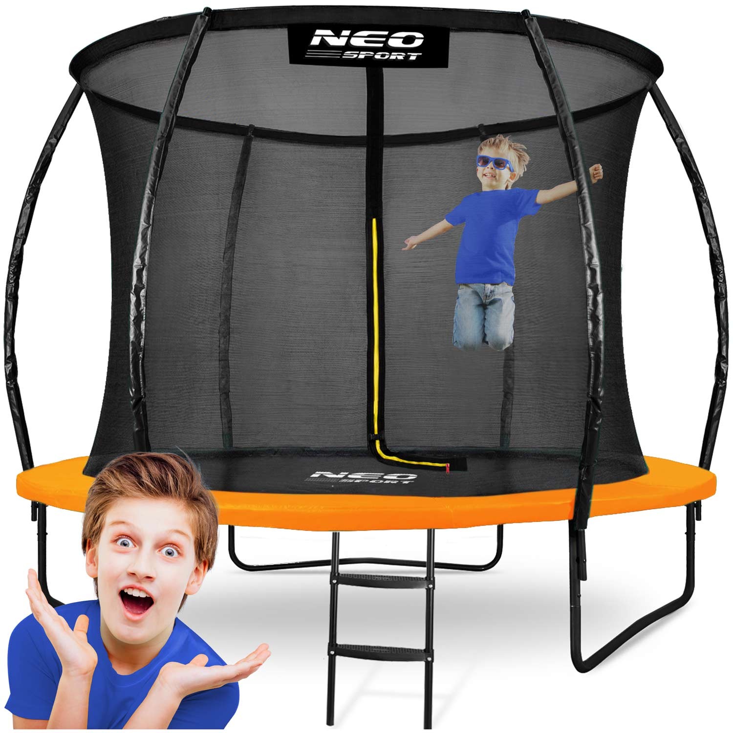 Neo-Sport profilirani vrtni trampolin 312 cm (10 ft) s unutarnjom mrežom, narančasti