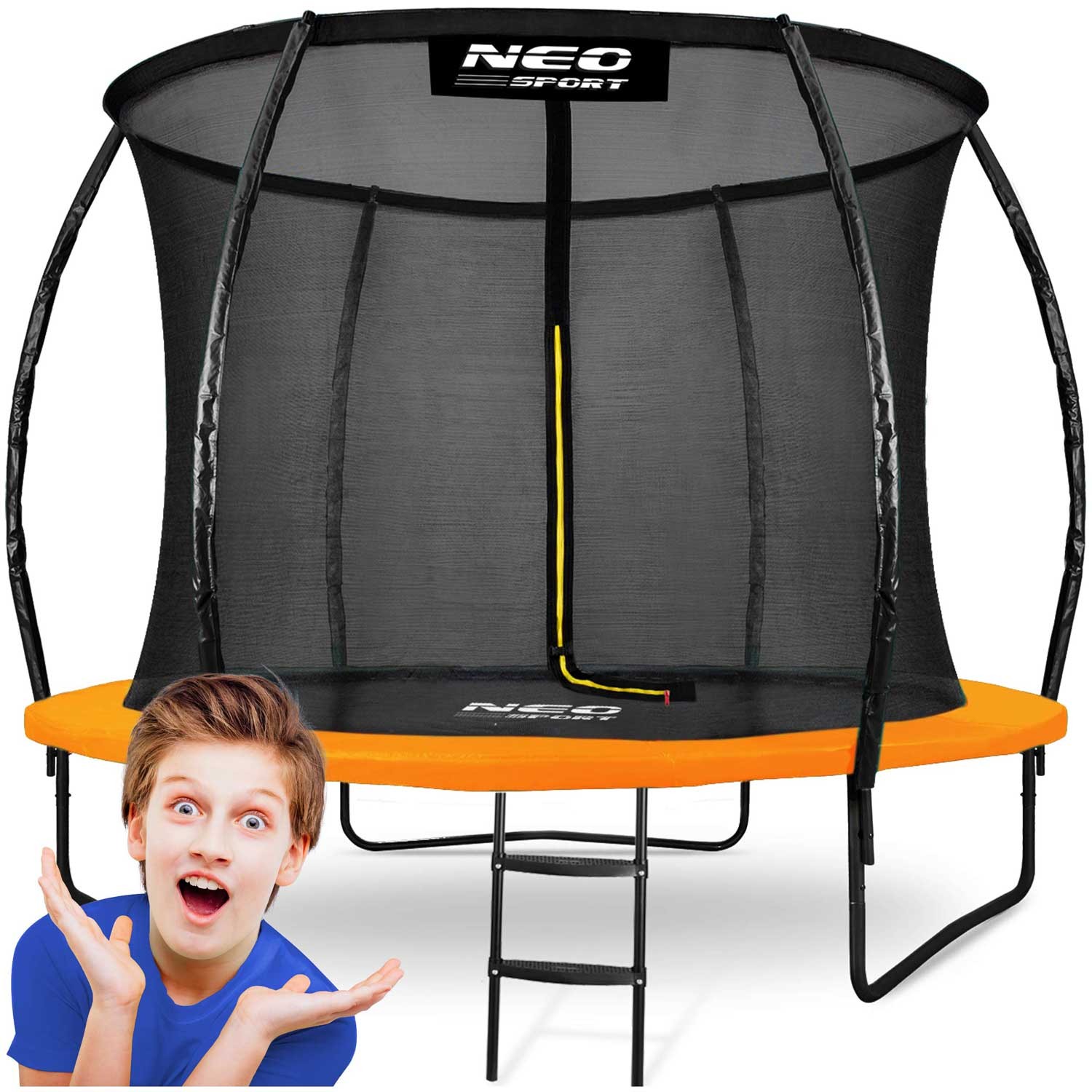 Neo-Sport profilirani vrtni trampolin 252 cm (8 ft) s unutarnjom mrežom, narančasti