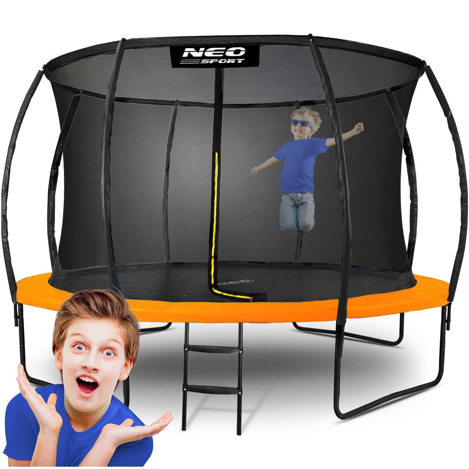 Neo-Sport profilirani vrtni trampolin 374 cm (12 ft) s unutarnjom mrežom, narančasti