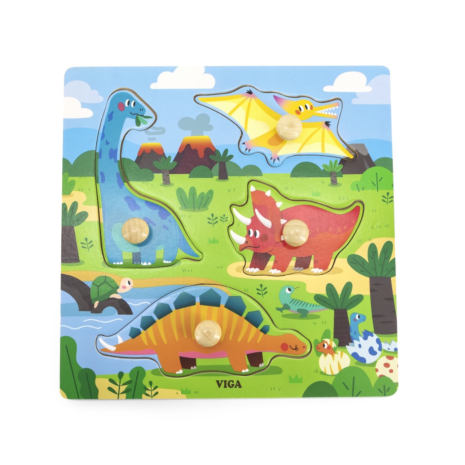 Viga 44596 puzzle s ručkama - dinosauri