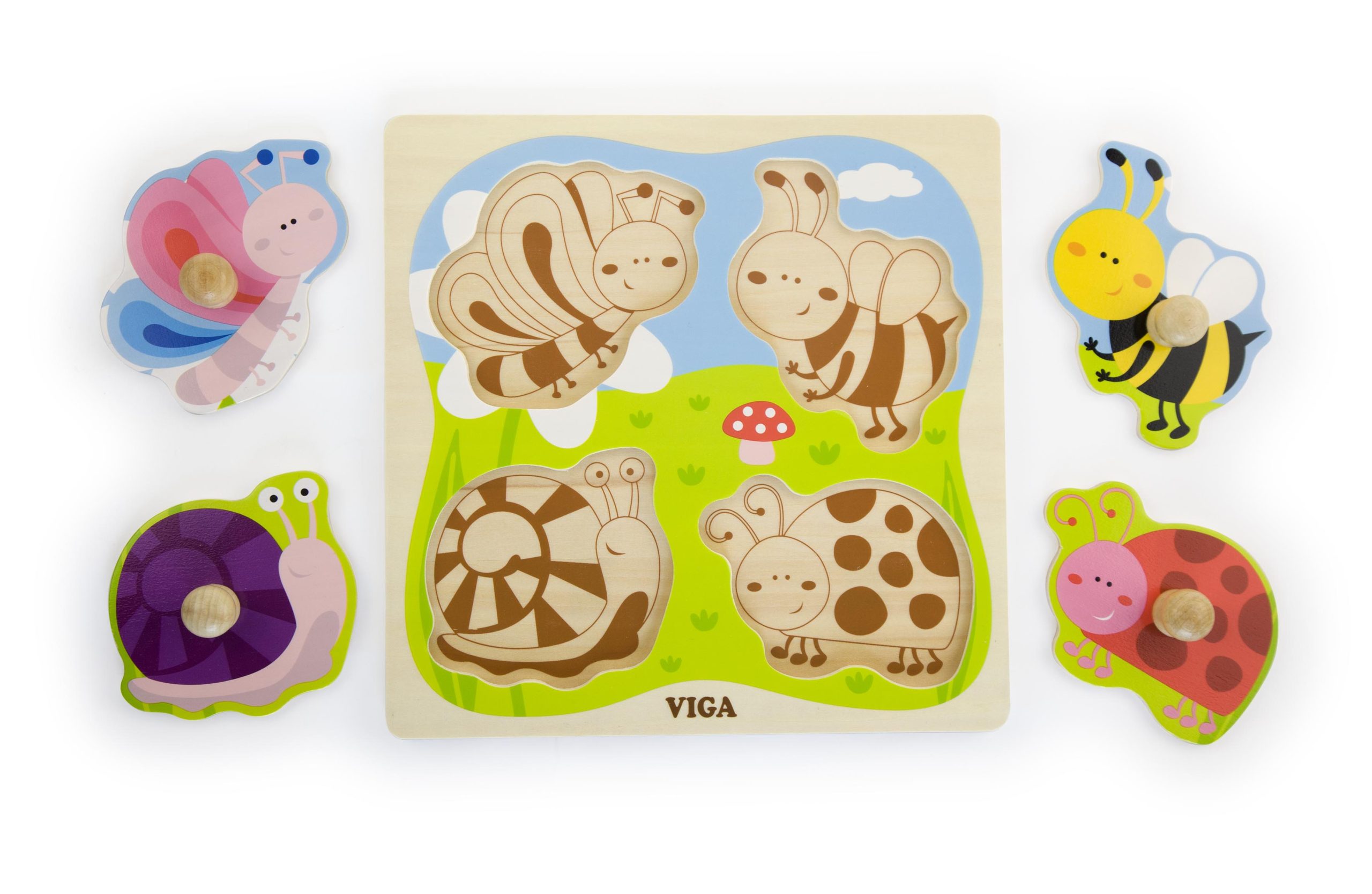 Viga drvena slagalica male šarene životinjice