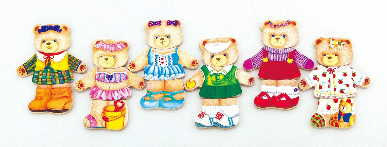 Viga drvena slagalica medo s raznom odjećom