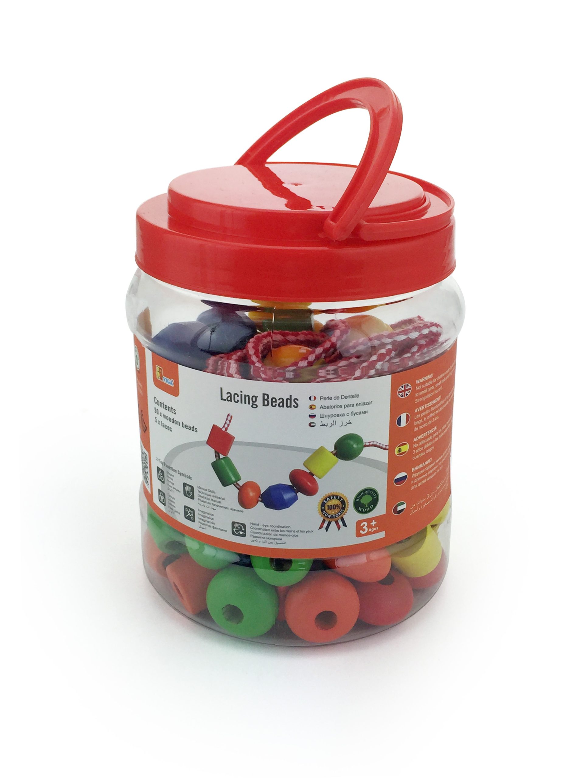 Viga raznobojni set drvenih perli za uvlačenje u praktičan paket