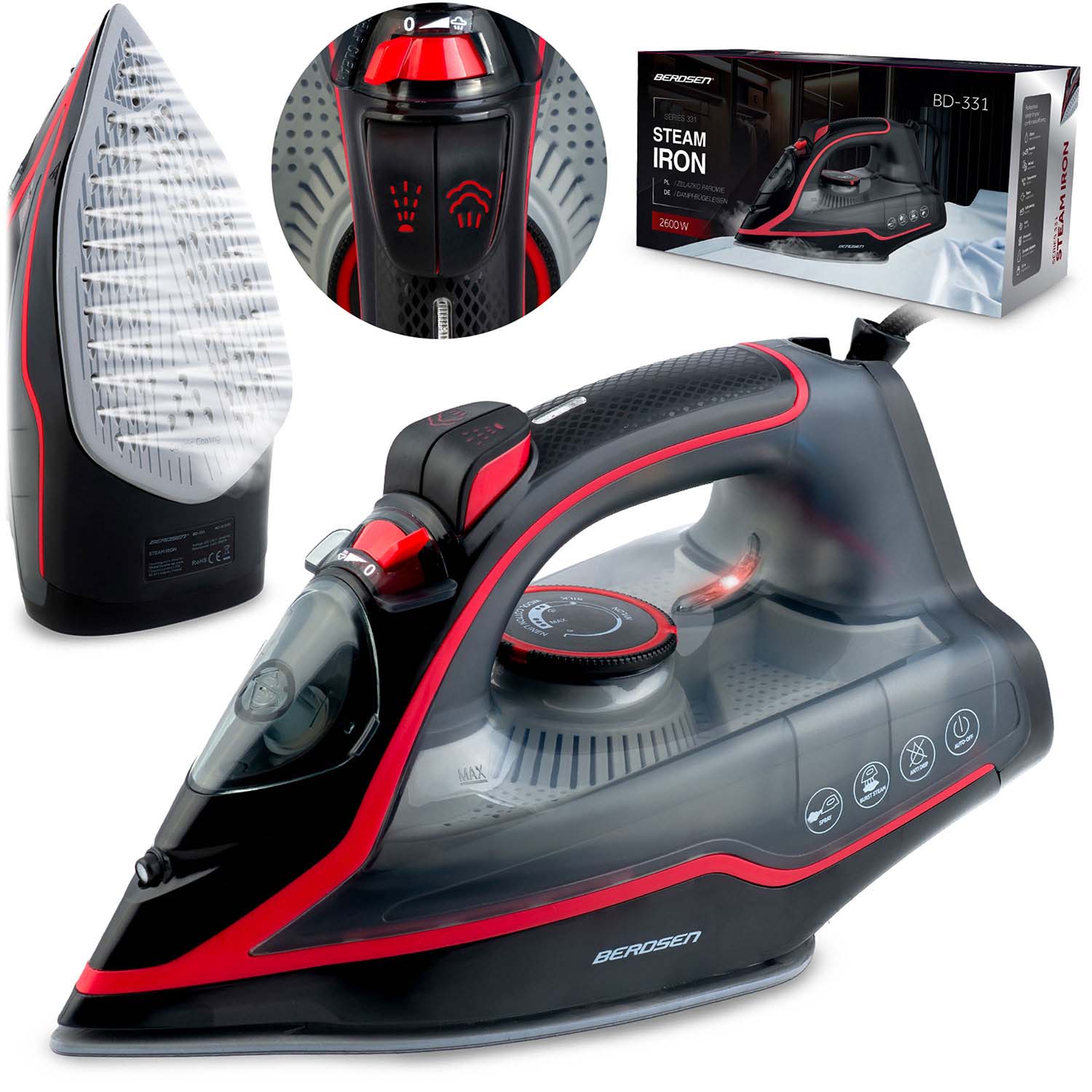 Berdsen parno glačalo snage 2600 W s keramičkim premazom i vertikalnim glačanjem